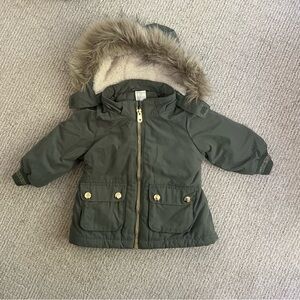 H&M Kids 4-6m Coat with Fur Hood EUC